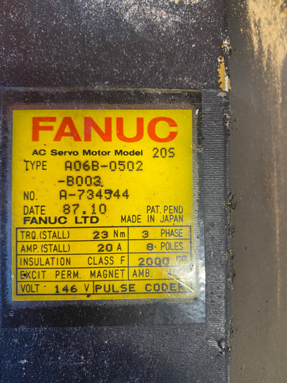 FANUC AC SERVO MOTOR 20S A06B-0502 -B003